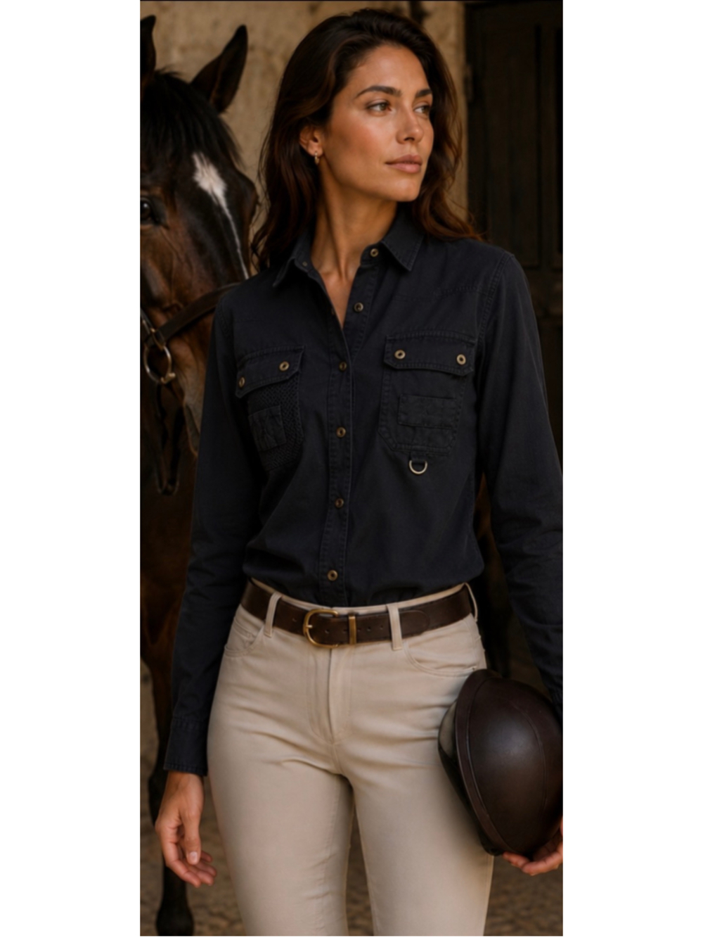 Lauren Ralph Lauren Black Button Down Shirt Size S Vintage
